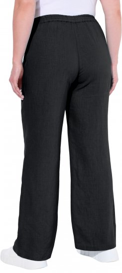 Ulla Popken Drawstring Elastic Waist Mary Fit Linen Pants Black - Női Farmer & Nadrágok Nagy Méretekben – Plus Size - 