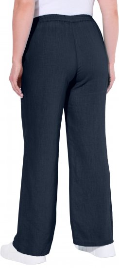 Ulla Popken Drawstring Elastic Waist Mary Fit Linen Pants Navy - Női Farmer & Nadrágok Nagy Méretekben – Plus Size - 
