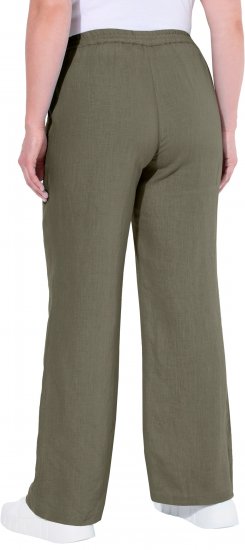 Ulla Popken Drawstring Elastic Waist Mary Fit Linen Pants Loden Green - Női Farmer & Nadrágok Nagy Méretekben – Plus Size - 