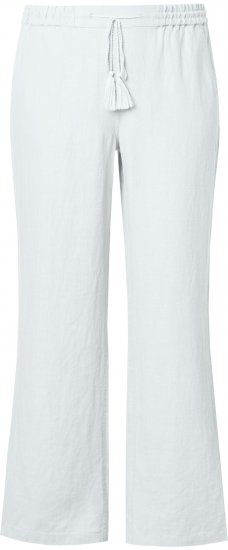 Ulla Popken Drawstring Elastic Waist Mary Fit Linen Pants Snow White - Női Farmer & Nadrágok Nagy Méretekben – Plus Size - 