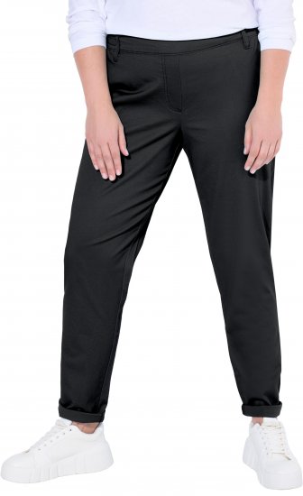 Ulla Popken Chino Elastic Waist Stretch Cotton Pants Black - Női Farmer & Nadrágok Nagy Méretekben – Plus Size - 