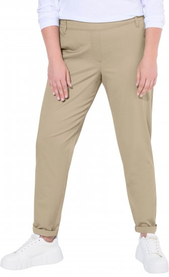 Ulla Popken Chino Elastic Waist Stretch Cotton Pants Brown - Női Farmer & Nadrágok Nagy Méretekben – Plus Size - 