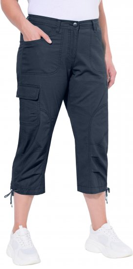 Ulla Popken Stretch Cotton Cargo Crop Pants Navy - Női Farmer & Nadrágok Nagy Méretekben – Plus Size - 