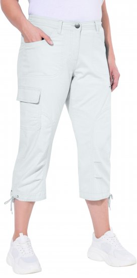 Ulla Popken Stretch Cotton Cargo Crop Pants Snow White - Női Farmer & Nadrágok Nagy Méretekben – Plus Size - 