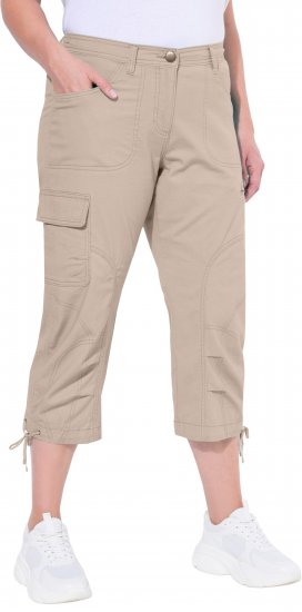 Ulla Popken Stretch Cotton Cargo Crop Pants Beige - Női Farmer & Nadrágok Nagy Méretekben – Plus Size - 
