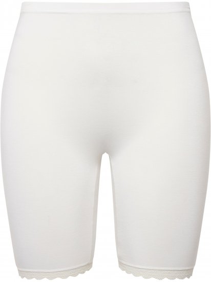 Ulla Popken Lace Hem Stretch Viscose Knit Bicycle Length Lounge Shorts White - Női Farmer & Nadrágok Nagy Méretekben – Plus Size - 