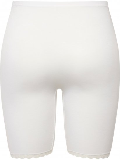 Ulla Popken Lace Hem Stretch Viscose Knit Bicycle Length Lounge Shorts White - Női Farmer & Nadrágok Nagy Méretekben – Plus Size - 