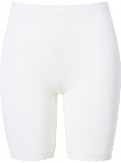 Ulla Popken Lace Hem Stretch Viscose Knit Bicycle Length Lounge Shorts White - Női Farmer & Nadrágok Nagy Méretekben – Plus Size - 