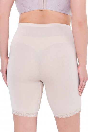 Ulla Popken Lace Hem Stretch Viscose Knit Bicycle Length Lounge Shorts Beige - Női Farmer & Nadrágok Nagy Méretekben – Plus Size - 