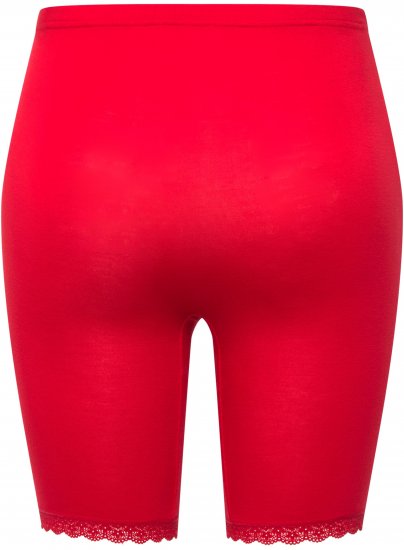 Ulla Popken Lace Hem Stretch Viscose Knit Bicycle Length Lounge Shorts Red - Női Farmer & Nadrágok Nagy Méretekben – Plus Size - 