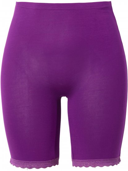 Ulla Popken Lace Hem Stretch Viscose Knit Bicycle Length Lounge Shorts Purple - Női Farmer & Nadrágok Nagy Méretekben – Plus Size - 