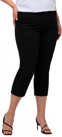 Ulla Popken Mony Stretch Capri Pants Black - Női Farmer & Nadrágok Nagy Méretekben – Plus Size - 