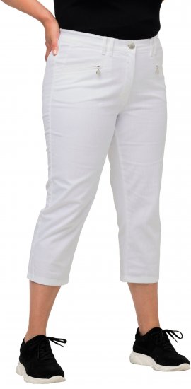 Ulla Popken Mony Stretch Capri Pants Snow White - Női Farmer & Nadrágok Nagy Méretekben – Plus Size - 