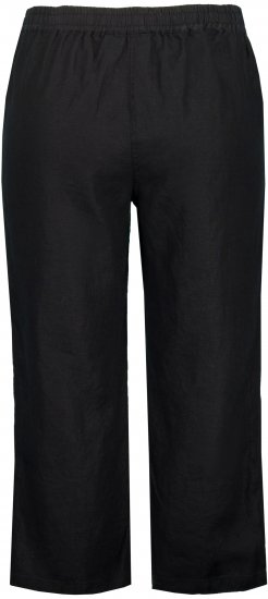 Ulla Popken Cool Linen Elastic Waist Capri Pants Black - Női Farmer & Nadrágok Nagy Méretekben – Plus Size - 
