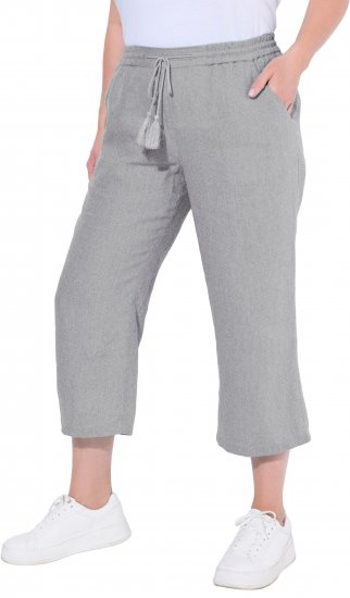 Ulla Popken Cool Linen Elastic Waist Capri Pants Light Grey Melange - Női Farmer & Nadrágok Nagy Méretekben – Plus Size - 