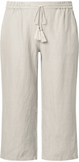 Ulla Popken Cool Linen Elastic Waist Capri Pants Brown - Női Farmer & Nadrágok Nagy Méretekben – Plus Size - 