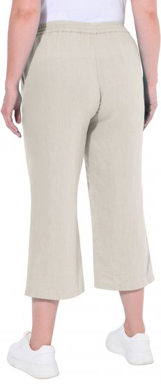 Ulla Popken Cool Linen Elastic Waist Capri Pants Brown - Női Farmer & Nadrágok Nagy Méretekben – Plus Size - 