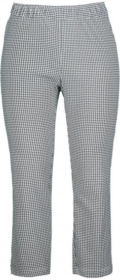 Ulla Popken Check Bengaline Slim Leg Sienna Fit Stretch Crop Pants Black - Női Farmer & Nadrágok Nagy Méretekben – Plus Size - 