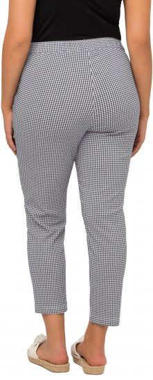 Ulla Popken Check Bengaline Slim Leg Sienna Fit Stretch Crop Pants Black - Női Farmer & Nadrágok Nagy Méretekben – Plus Size - 