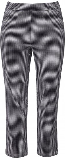 Ulla Popken Check Bengaline Slim Leg Sienna Fit Stretch Crop Pants Navy - Női Farmer & Nadrágok Nagy Méretekben – Plus Size - 