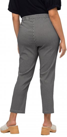 Ulla Popken Check Bengaline Slim Leg Sienna Fit Stretch Crop Pants Navy - Női Farmer & Nadrágok Nagy Méretekben – Plus Size - 