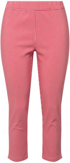 Ulla Popken Check Bengaline Slim Leg Sienna Fit Stretch Crop Pants Light Pink - Női Farmer & Nadrágok Nagy Méretekben – Plus Size - 