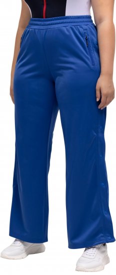 Ulla Popken Snap Placket Side Seam Wide Leg Recycled Polyester Knit Joggers Blue - Női Farmer & Nadrágok Nagy Méretekben – Plus Size - 