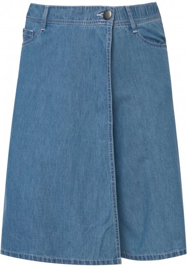 Ulla Popken Denim Wrap Look Skort Blue Denim - Női Farmer & Nadrágok Nagy Méretekben – Plus Size - 