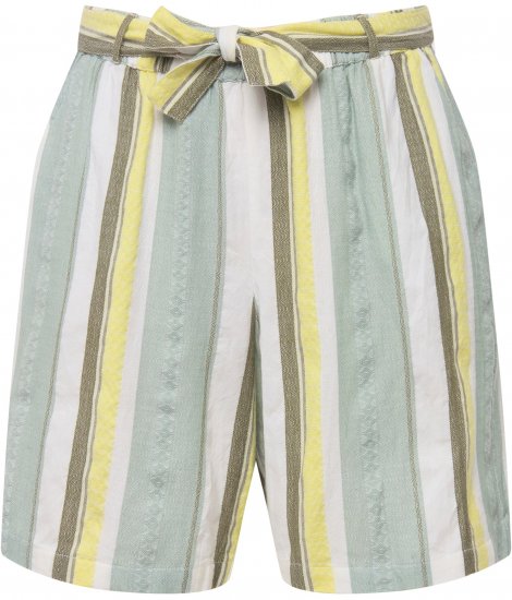 Ulla Popken Striped Wide Leg Elastic Waistband Shorts White - Női Farmer & Nadrágok Nagy Méretekben – Plus Size - 