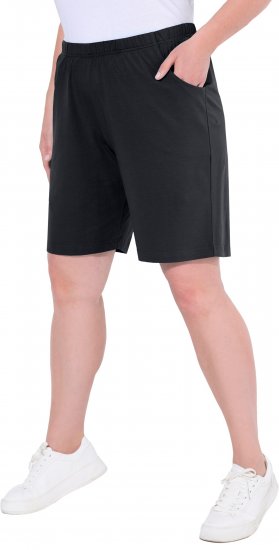 Ulla Popken Stretch Knit Bermuda Shorts Black - Női Farmer & Nadrágok Nagy Méretekben – Plus Size - 
