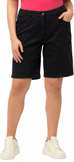 Ulla Popken Basic Denim Mandy Bermuda Shorts Black - Női Farmer & Nadrágok Nagy Méretekben – Plus Size - 