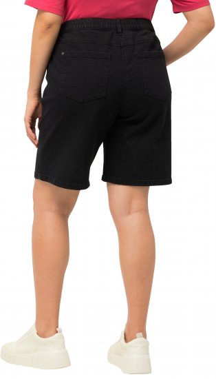 Ulla Popken Basic Denim Mandy Bermuda Shorts Black - Női Farmer & Nadrágok Nagy Méretekben – Plus Size - 