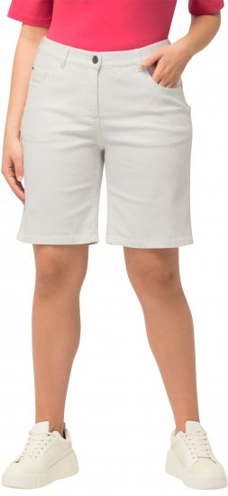 Ulla Popken Basic Denim Mandy Bermuda Shorts Snow White - Női Farmer & Nadrágok Nagy Méretekben – Plus Size - 