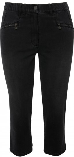 Ulla Popken Cropped Stretch Blend Mony Jeans Black - Női Farmer & Nadrágok Nagy Méretekben – Plus Size - 