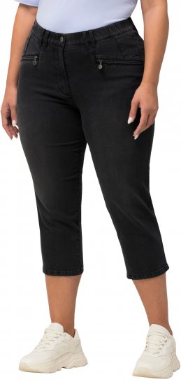 Ulla Popken Cropped Stretch Blend Mony Jeans Black - Női Farmer & Nadrágok Nagy Méretekben – Plus Size - 