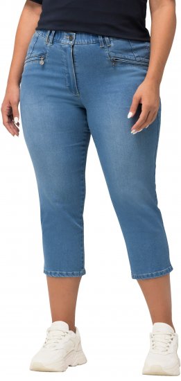 Ulla Popken Cropped Stretch Blend Mony Jeans Blue - Női Farmer & Nadrágok Nagy Méretekben – Plus Size - 