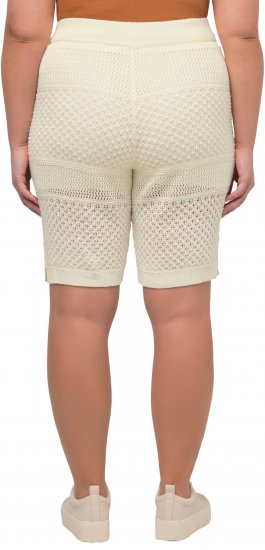 Ulla Popken Crochet Bermuda Layered Look Shorts White - Női Farmer & Nadrágok Nagy Méretekben – Plus Size - 