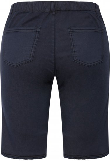 Ulla Popken Frayed Hemline Elastic Waistband Bermuda Shorts Navy - Női Farmer & Nadrágok Nagy Méretekben – Plus Size - 