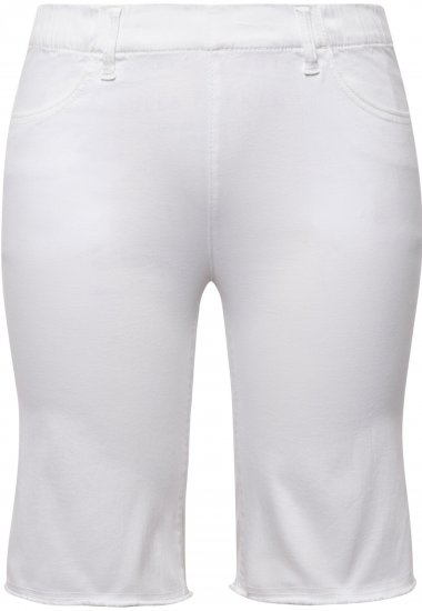 Ulla Popken Frayed Hemline Elastic Waistband Bermuda Shorts Snow White - Női Farmer & Nadrágok Nagy Méretekben – Plus Size - 