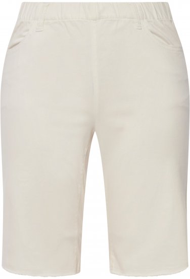 Ulla Popken Frayed Hemline Elastic Waistband Bermuda Shorts White - Női Farmer & Nadrágok Nagy Méretekben – Plus Size - 