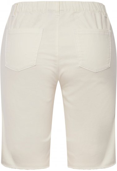 Ulla Popken Frayed Hemline Elastic Waistband Bermuda Shorts White - Női Farmer & Nadrágok Nagy Méretekben – Plus Size - 