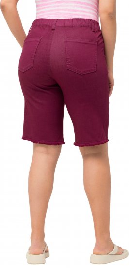 Ulla Popken Frayed Hemline Elastic Waistband Bermuda Shorts Purple - Ulla Popken - 