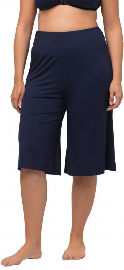 Ulla Popken Wide Leg Flared Bermuda Shorts Navy - Női Farmer & Nadrágok Nagy Méretekben – Plus Size - 