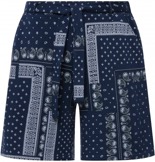 Ulla Popken Paisley Pull On Shorts Blue - Női Farmer & Nadrágok Nagy Méretekben – Plus Size - 