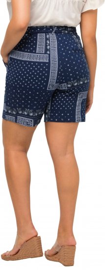 Ulla Popken Paisley Pull On Shorts Blue - Női Farmer & Nadrágok Nagy Méretekben – Plus Size - 