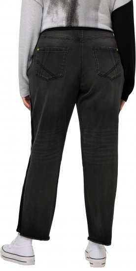 Ulla Popken Side Stripe Stretch Fit Boyfriend Jeans Black - Női Farmer & Nadrágok Nagy Méretekben – Plus Size - 