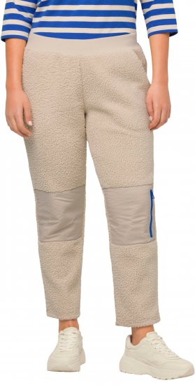 Ulla Popken Teddy Fleece Knee Patch Pants Beige - Női Farmer & Nadrágok Nagy Méretekben – Plus Size - 