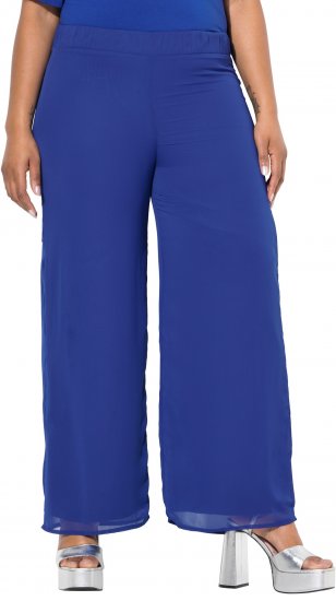 Ulla Popken Layered Chiffon Wide Leg Pants Blue - Női Farmer & Nadrágok Nagy Méretekben – Plus Size - 