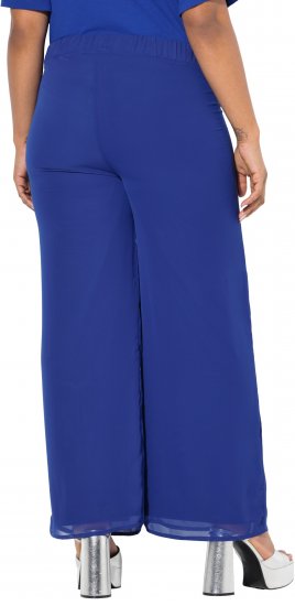 Ulla Popken Layered Chiffon Wide Leg Pants Blue - Női Farmer & Nadrágok Nagy Méretekben – Plus Size - 