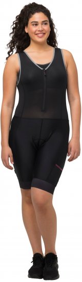 Ulla Popken Padded Cycling Zip Front Bodysuit Black - Női Farmer & Nadrágok Nagy Méretekben – Plus Size - 
